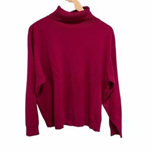 Vintage 100% Cotton L.L. Bean Turtleneck Sweater in Magenta